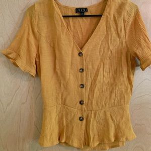 Yellow button down top